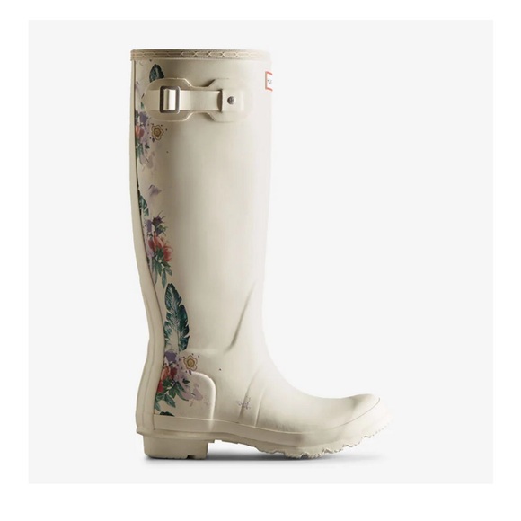 NWOT Hunter Original Limited Edition Tall Botanical Boot Shaded White Rain Boots - Picture 4 of 10